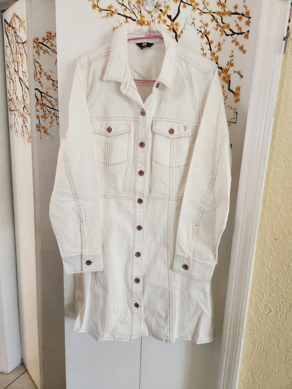 Frye White Longline Denim Jean Dress